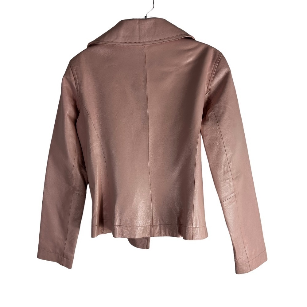 Moda International 100% Leather Pink Moto Jacket SZ XS - Picture 7 of 7